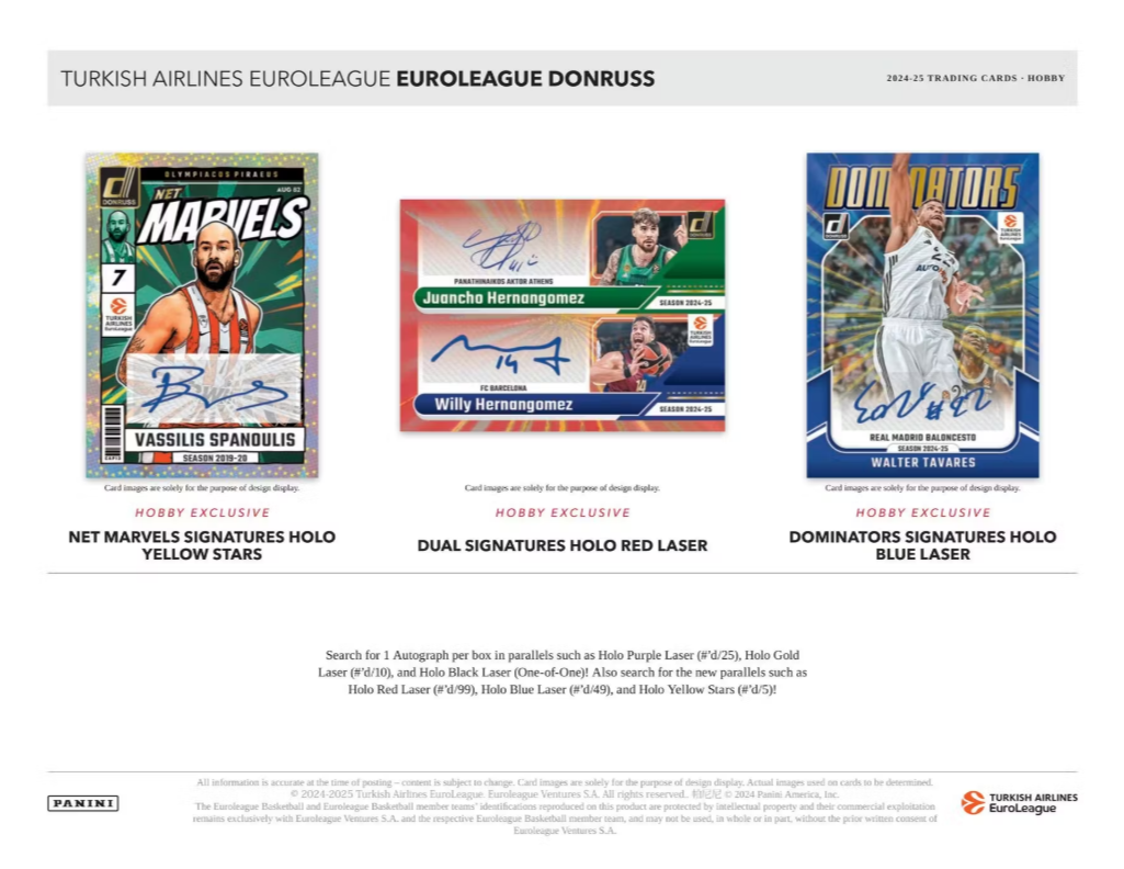 2024-25 Panini Donruss Turkish Airlines EuroLeague Basketball Hobby Box